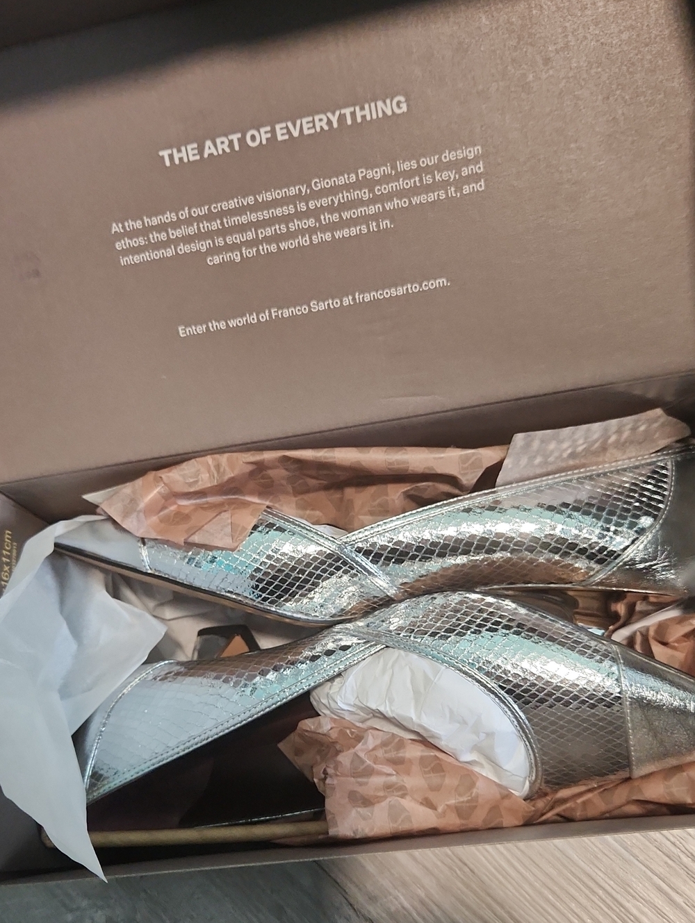 Franco Sarto Silver Pointed Toe Kitten Heel Pumps